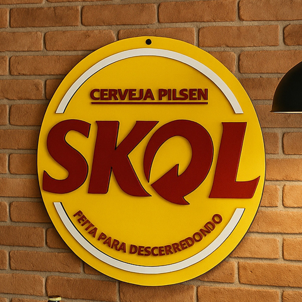 Placa Decorativa Bebida Cerveja Skol para Bar Quarto Cantinho do Churrasco Adega Área Gourmet