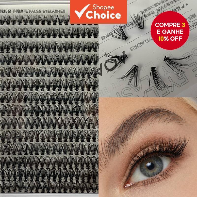Kit de Cílios de Salão: 280 Peças DIY Cluster Lashes para Looks Personalizados, Fofos e Naturais em Casa em Oferta na Shopee