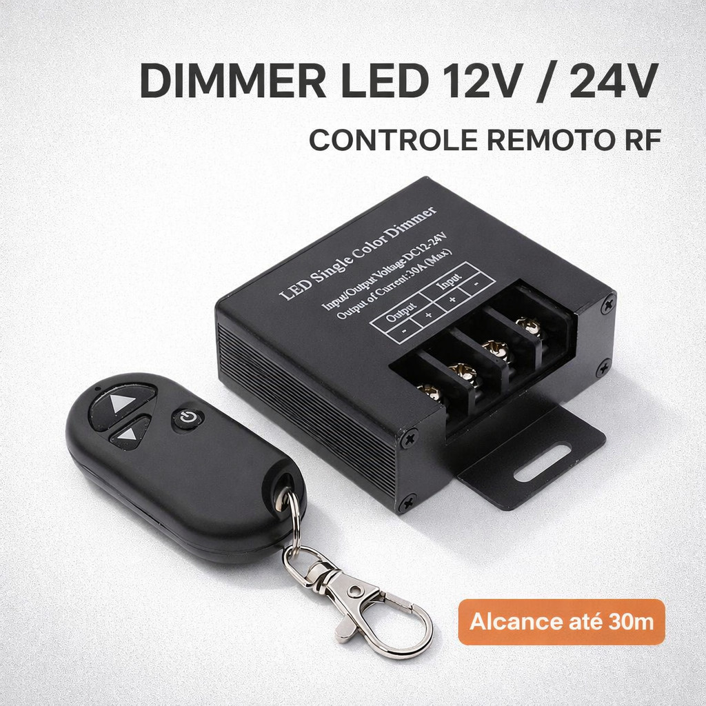 Controlador Dimmer LED 12V 24V Com Controle Remoto RF Regulador Intensidade Luz Fita LED Driver 30A