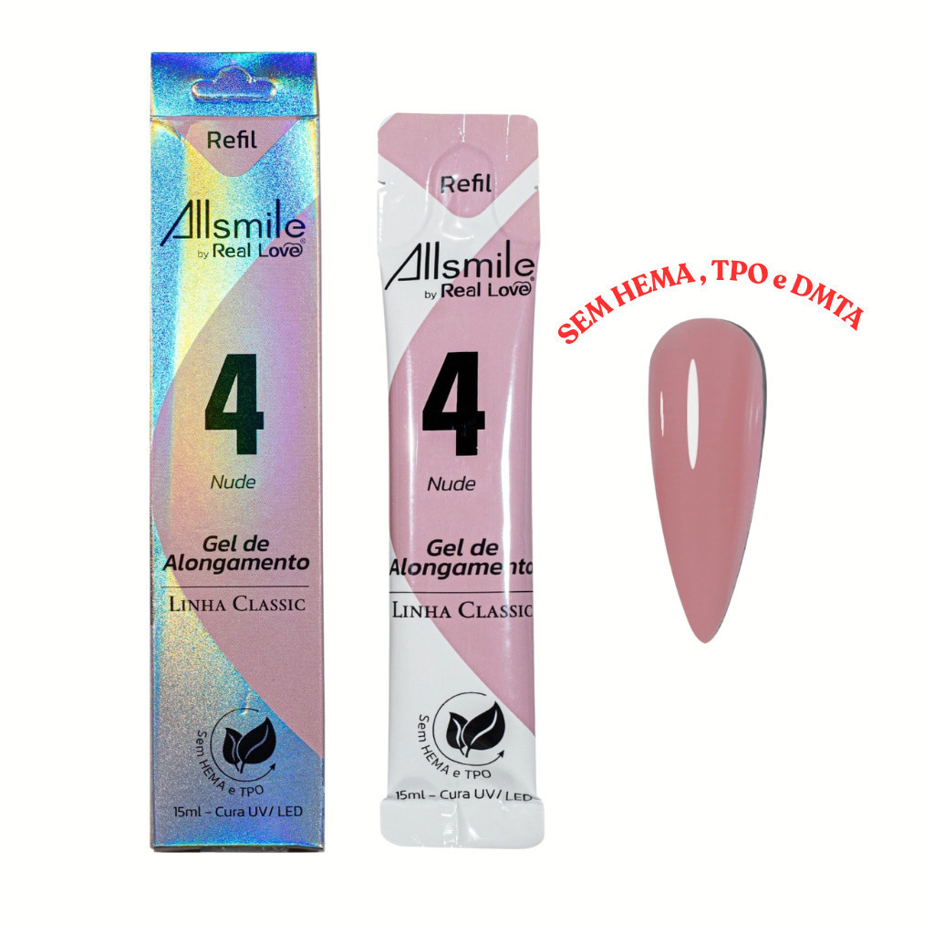 Gel em Refil 4 Nude 15ml AllSmile Sem TPO/HEMA - Real Love em Oferta na Shopee