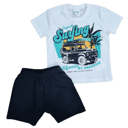 Conjunto Surfing Preto e Branco Infantil