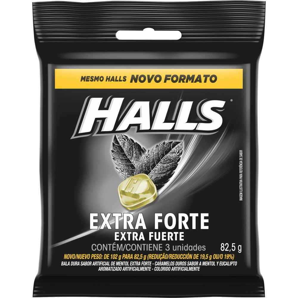 Bala Halls Extra Forte 84g com 3 Unidades em Oferta na Shopee