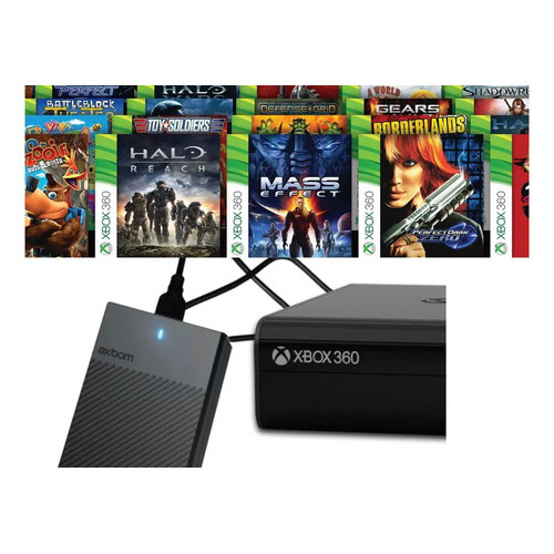 Super Hd 500gb Tunado Xbox 360 Lotado Mais De 250 Games Preto