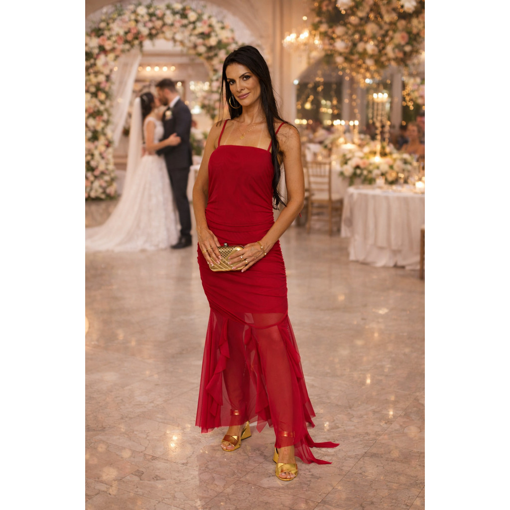 Vestido Feminino Tule Sereia - Leve Transparência - Festa