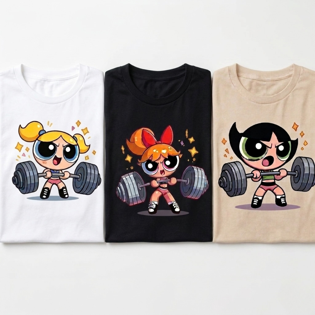 Kit 3 Camiseta Oversized Feminina Meninas Super Poderosas Algodão Estampa Streetwear