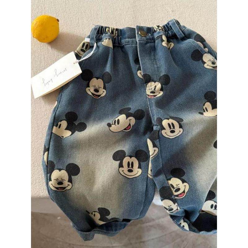 Bonito Oh ~ er. crianças Jeans impressão completa dos desenhos animados primavera outono estilo bebê calças casuais em l