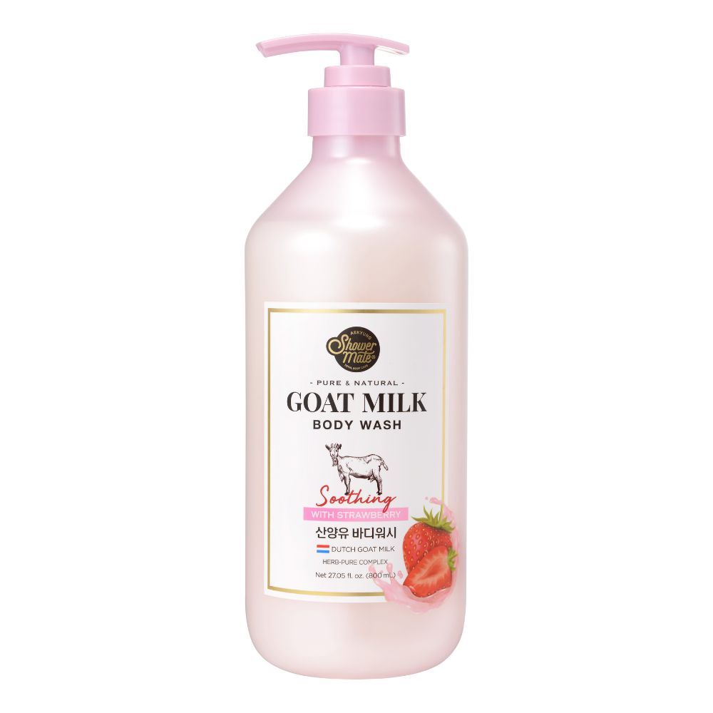 Sabonete Liquido Shower Mate Goat Milk Morango 800ml - Linha Coreana