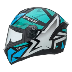 CAPACETE MOTOCICLISTA PEELS SPIKE 2 1ST PRETO VERDE ÁGUA BRILHANTE