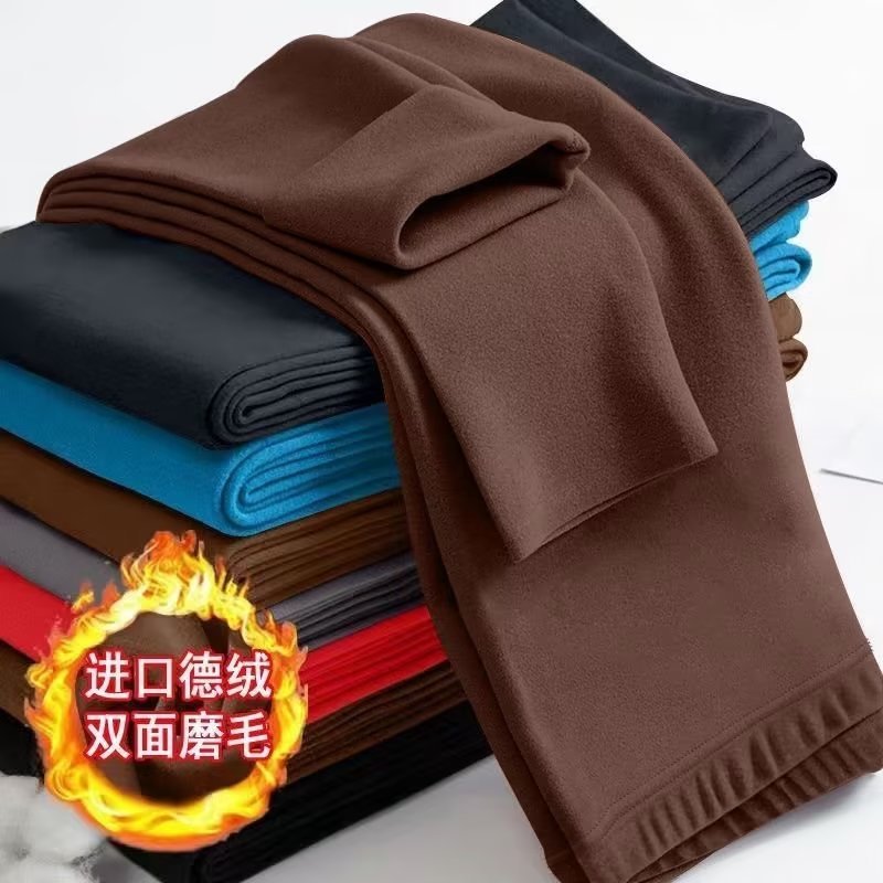 Calças térmicas de veludo alemão sem costura masculinas outono inverno interior exterior usar forro de lã calças comprid