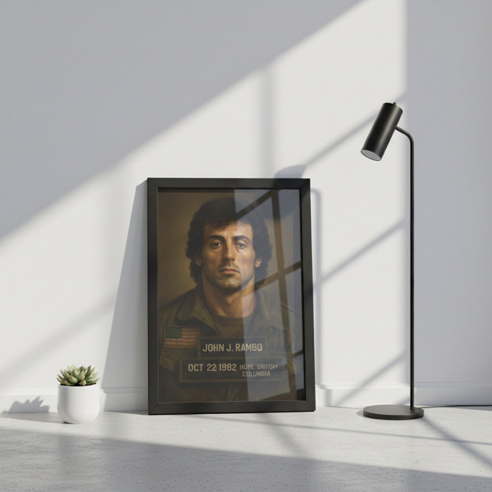Quadro Decorativo Stallone Rambo Poster Moldurado A3/A4/A5