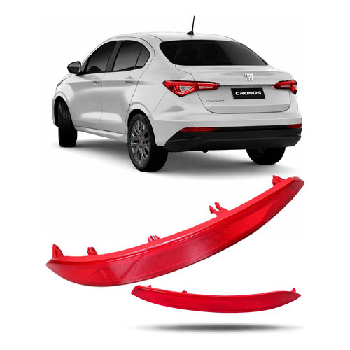 Par Refletor Olho De Gato Traseiro Fiat Cronos 2018/2026 Vermelho