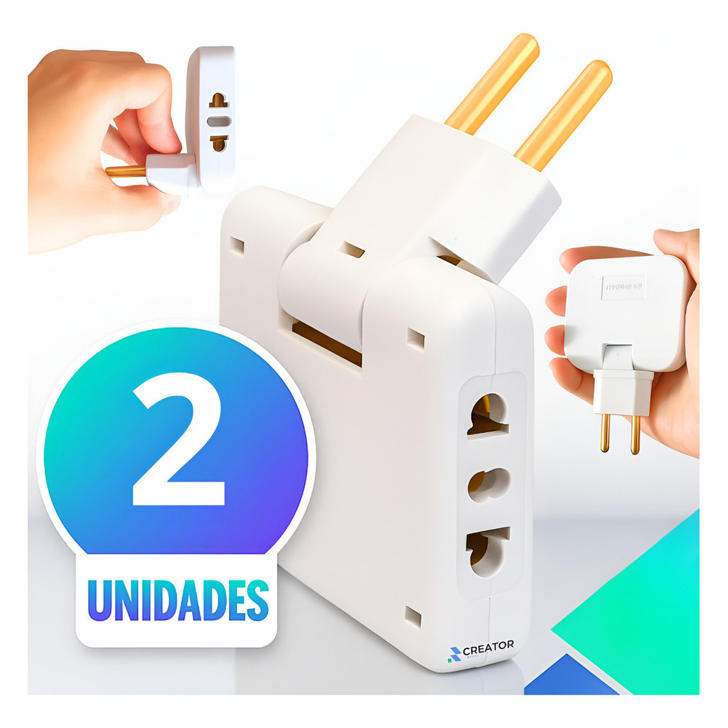 Kit 2 Adaptador Benjamin T Articulado 3 Saídas Articulado Adaptador De Tomada T Dobrável Universal Bivolt Creator Brasil em Oferta na Shopee