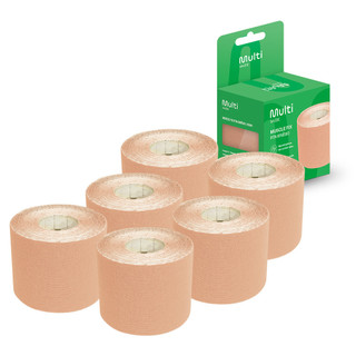 Kit 6 Fitas Kinésio Muscle Fix 5x500cm Bege Multi Saúde - HC041K
