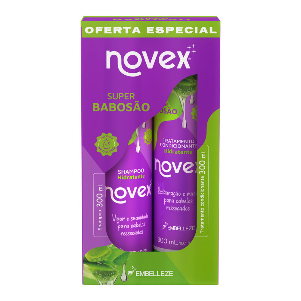 Shampoo e Condicionador Novex Super Babosão Hidratante 300ml cada em Oferta na Shopee