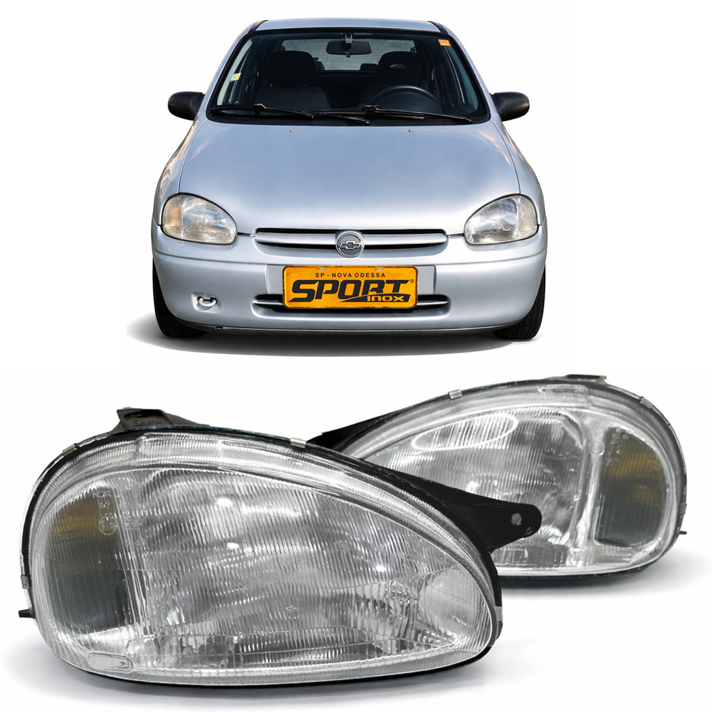Par Farol Para Corsa 1994 1999 Máscara Cromada Lente Raiada em Oferta na Shopee
