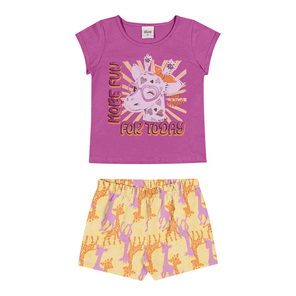 Conjunto Infantil Menina Girafinha Elian Rosa em Oferta na Shopee