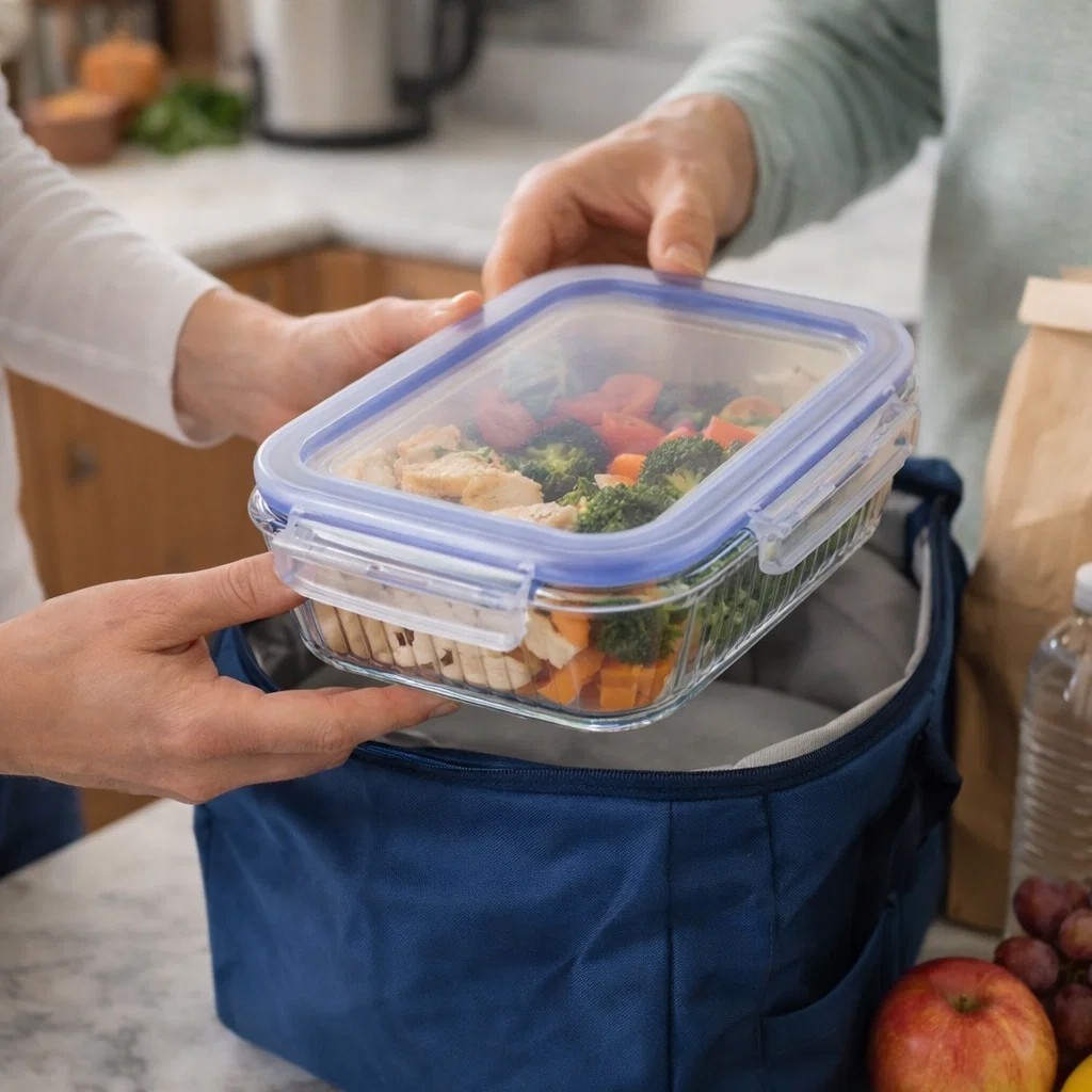 Pote Hermético Retangular 640ml Tampa Estampada Vedação Segura Cozinha Achadinhos