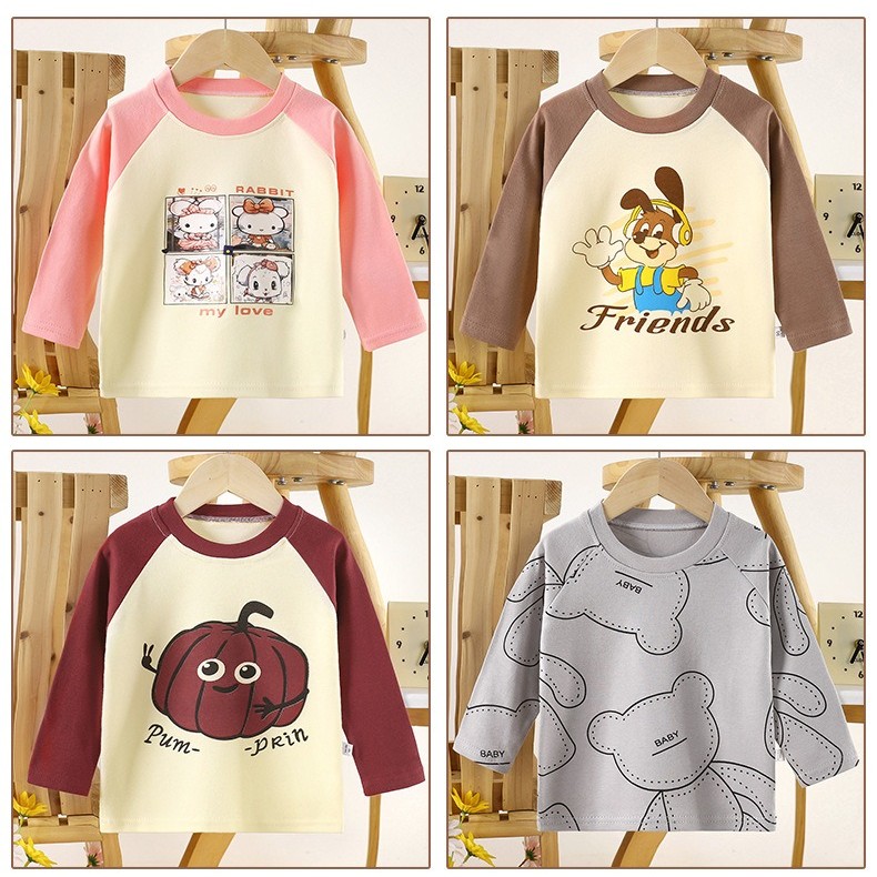 0-6 anos de idade crianças outono inverno puro algodão manga comprida camisa de fundo quente