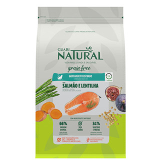Ração Guabi Natural Grain Free para Gatos Adultos Castrados 1,5 kg Sabor Salmão e Lentilha em Oferta na Shopee