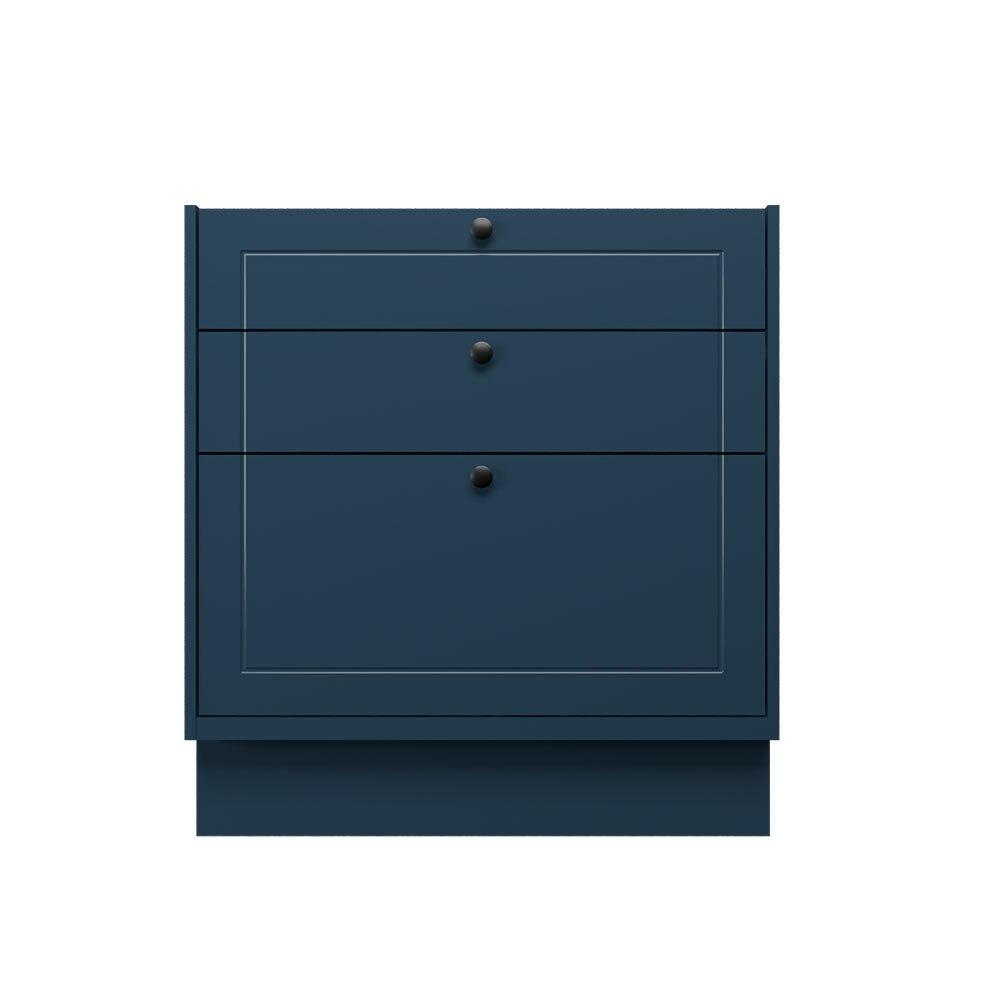 Balcão Cozinha MDF Herval Viana, 3 Gavetas, Azul Orion, 80 cm