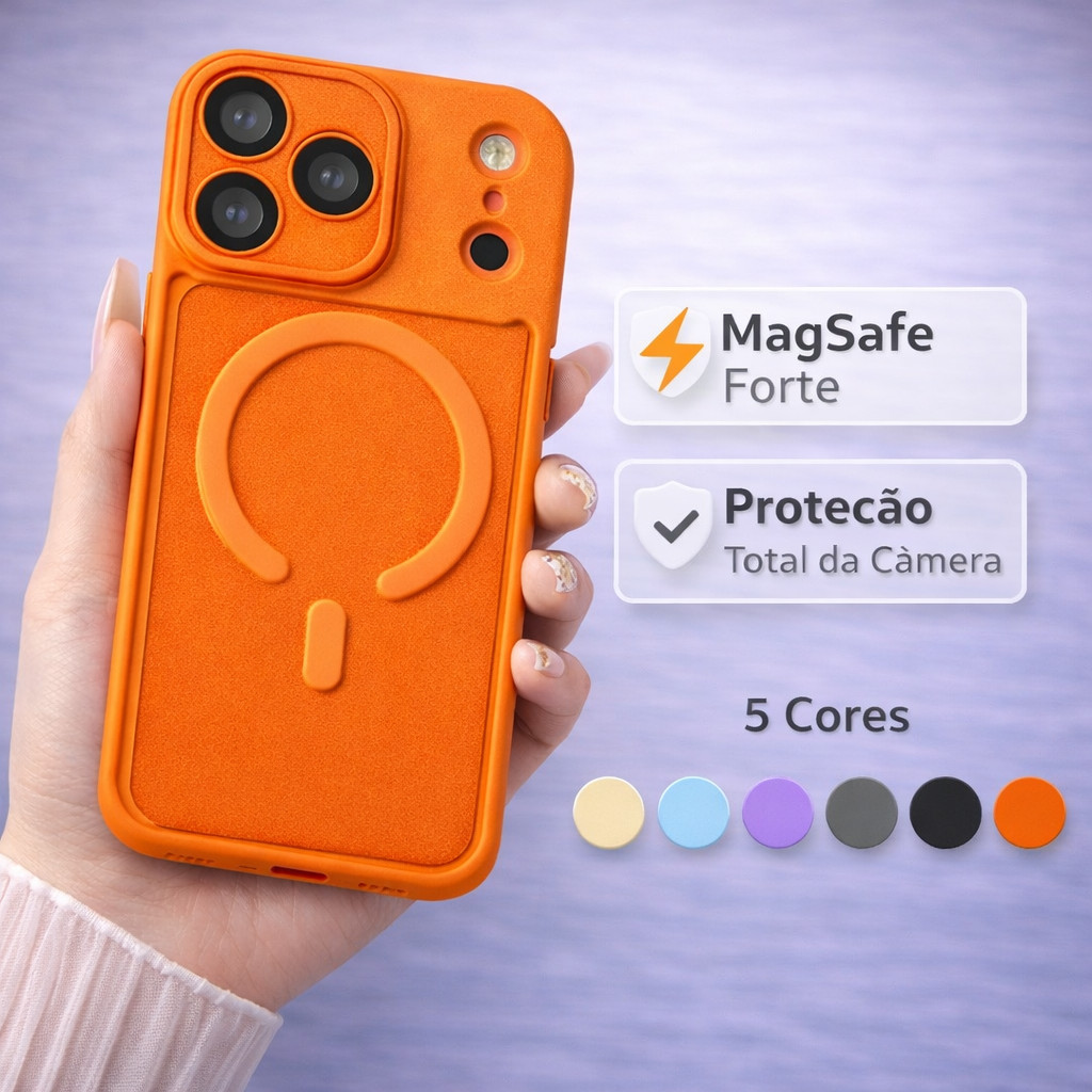 Capa Magnética Magsafe Fosca Translúcida Antichoque e Película para iPhone 17 17 Air 17 Pro 17 Pro Max – Laranja-Cósmico em Oferta na Shopee