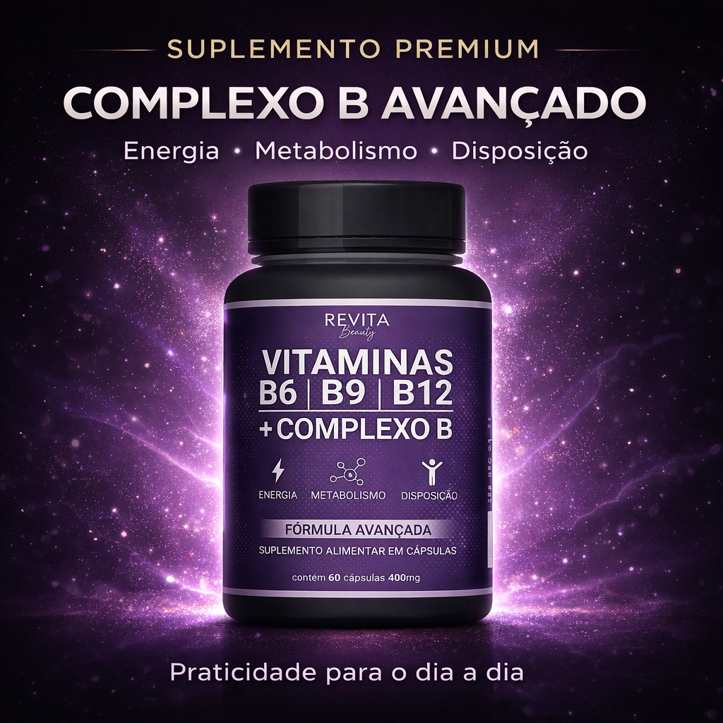 Complexo B Vitaminas B12 | B6 | B9 | Forma Ativa B6 B9 (Metilfolato) B12 (Metilcobalamina) 60 caps