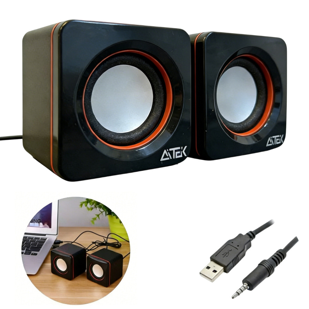 Caixa de Som para Computador Aitek ACS-4511 USB 6W Som Surround 360° para PC Notebook Som Nítido