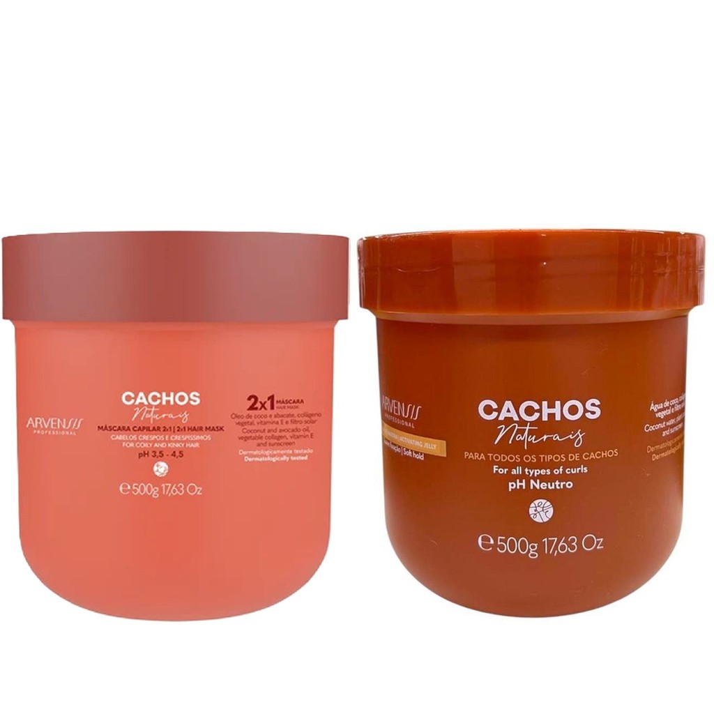 Kit Arvensis Cachos Naturais - Gelatina Ativadora  500g + Máscara Capilar 2x1 500g
