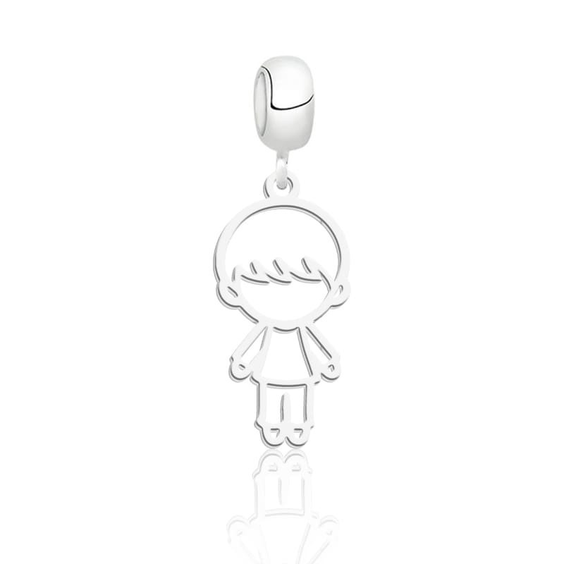 Pingente berloque menino vazado prata 925 charm presente feminino