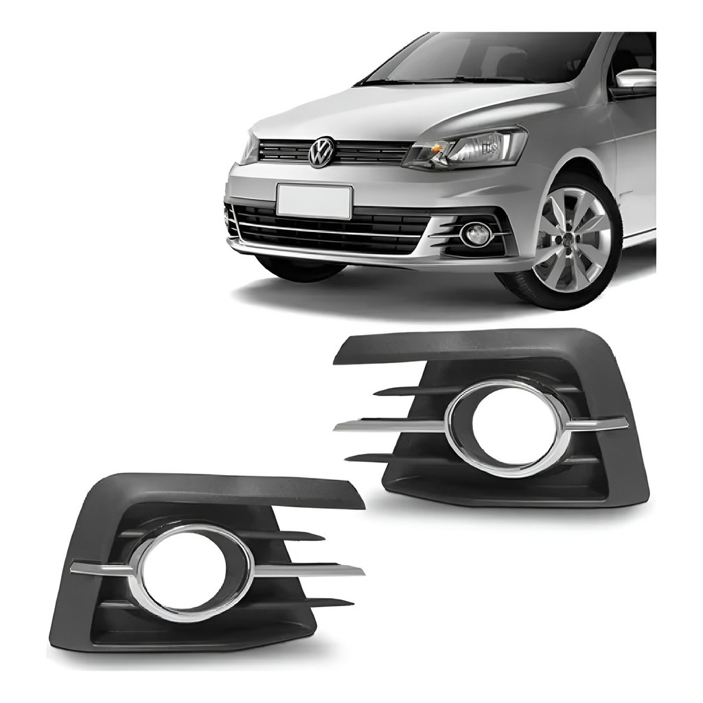 Par Grade Moldura Gol G7 2016 2017 Trend Com Furo Milha Preto Com Friso Cromado Ambos Os Lados