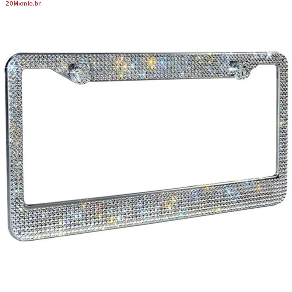 MXMIOB Quadro Da Placa De Licença Feminino Acessórios Do Carro Strass Aço Inoxidável Luxo Cristal Bling