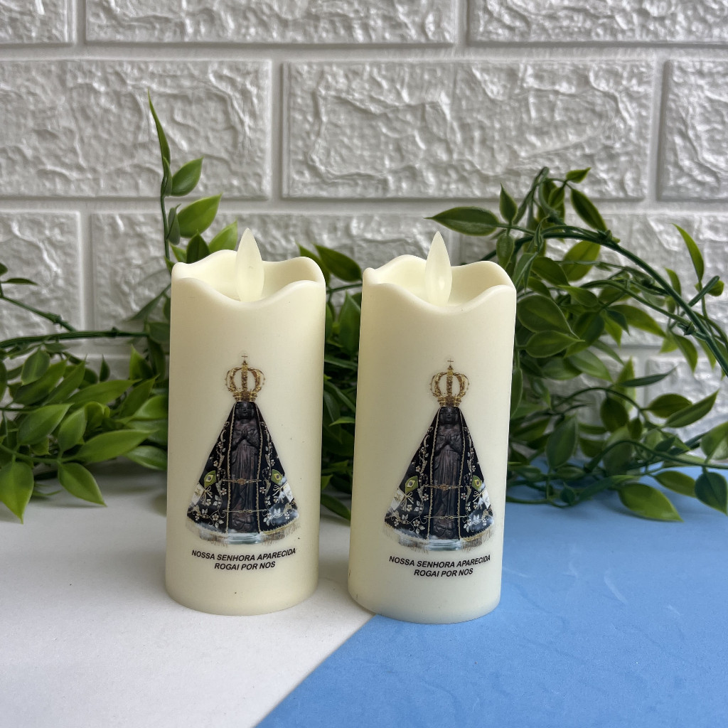 Kit - 2 unidades Vela Led Eletrônica Nossa Senhora Aparecida em Oferta na Shopee