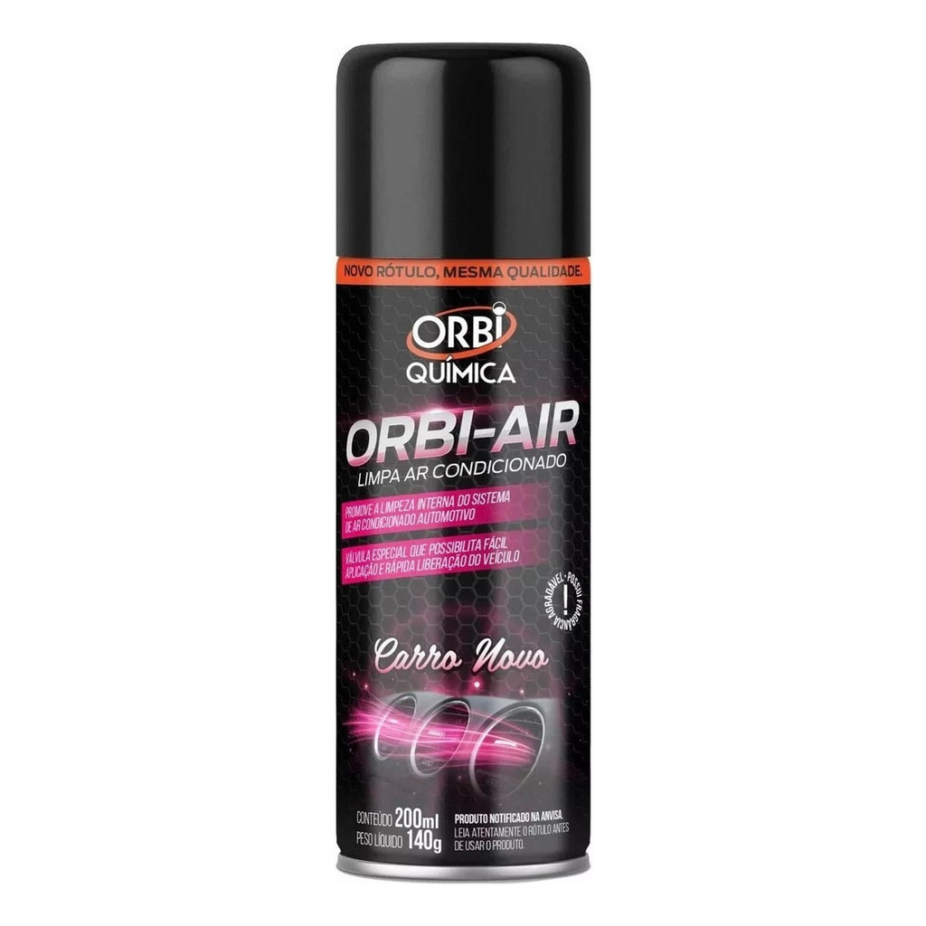 Limpa Ar Condicionado Orbi Spray 200ml Fragrância Carro Novo