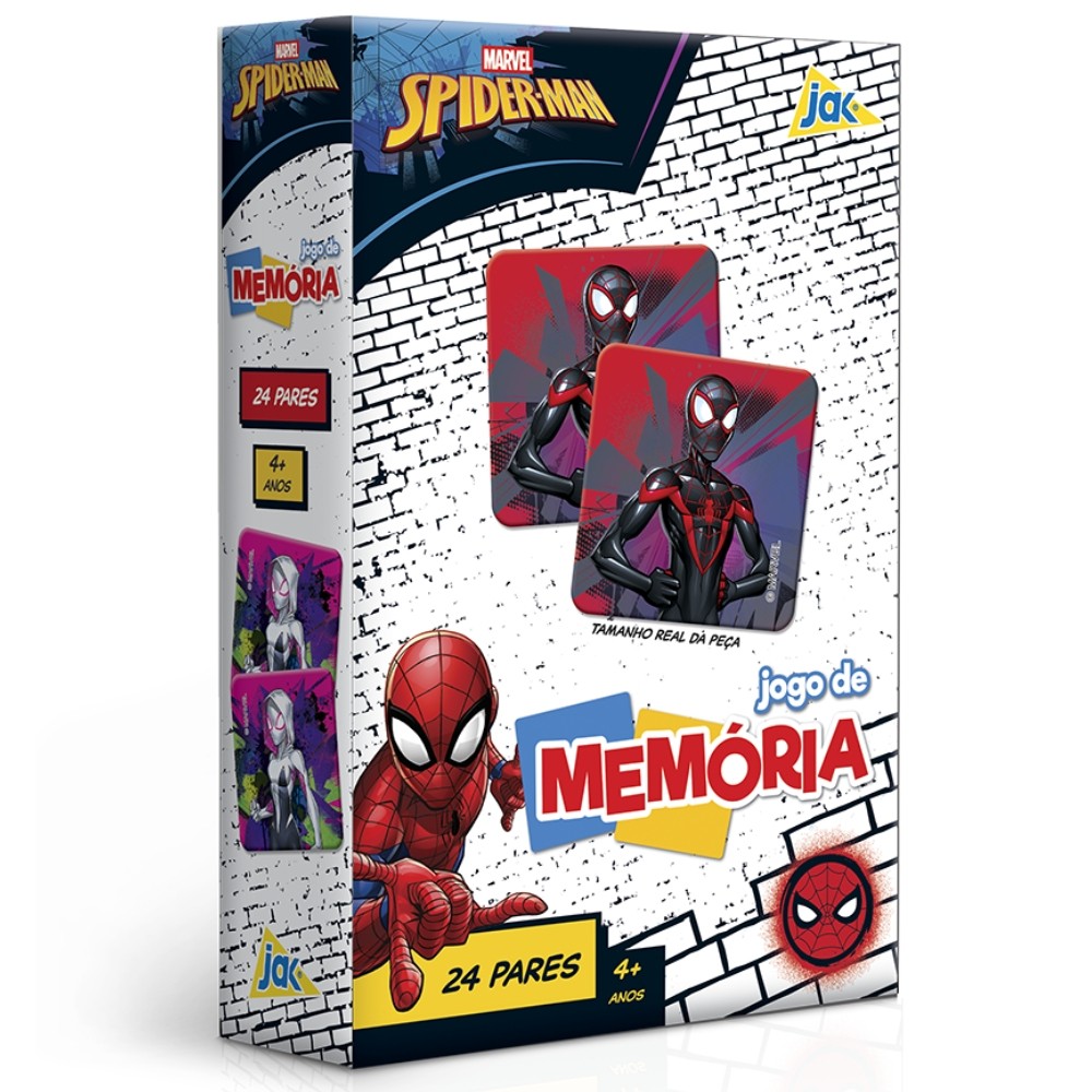 JOGO DE MEMÓRIA SPIDER MAN 24 PARES TOYSTER EDUCATIVO HOMEM ARANHA SUPER HERÓI MARVEL SPIDEY FILME