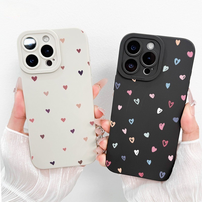 Colorido Amor Coração Capinha Capa Para IPhone 7 8 X Xs XR 11 12 13 14 15 16 17 Ar Plus Pro Max Caso Silicone Normal Mac