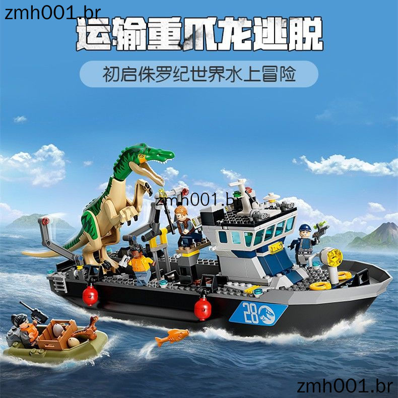 Compatível Jurassic World dinossauro garra dragão transporte navio Escape montado blocos de construção cidade série