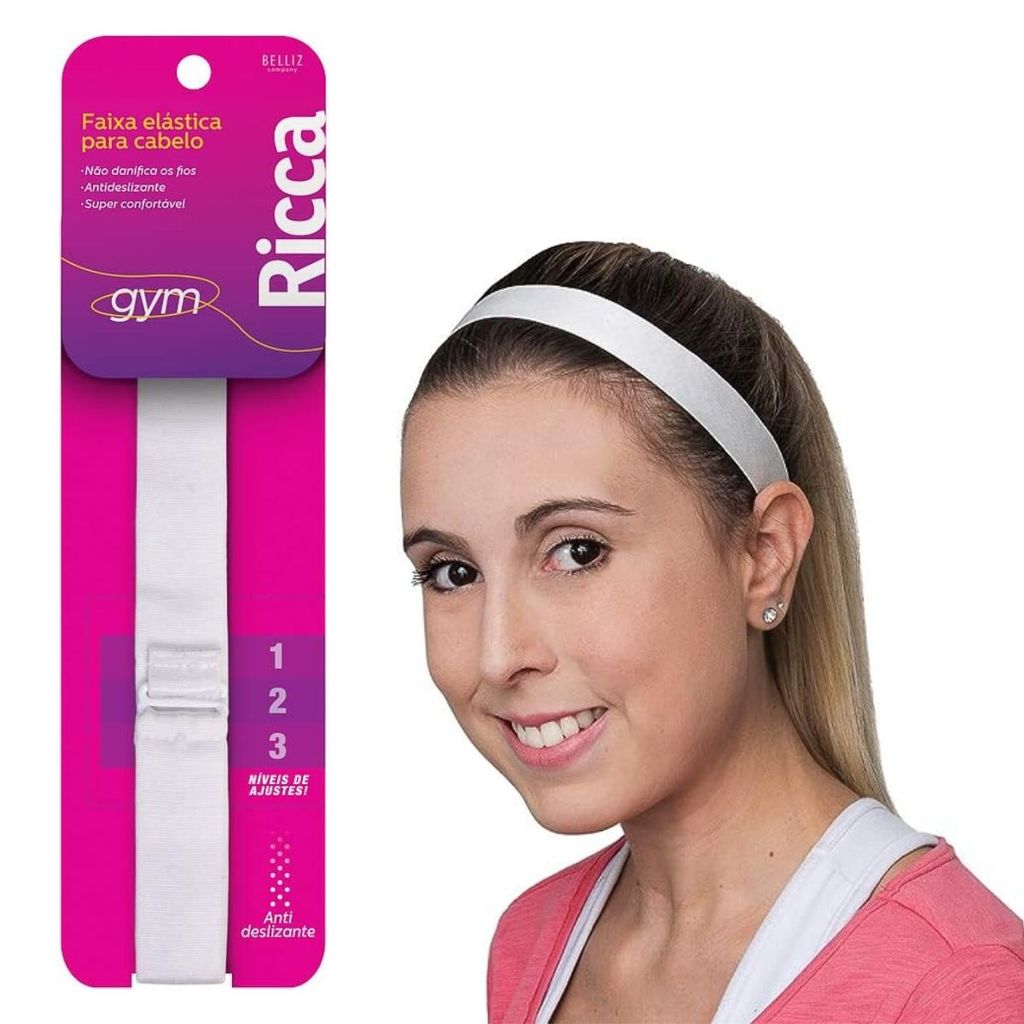 Faixa de cabelo Ricca GYM ajustável white 1046 em Oferta na Shopee