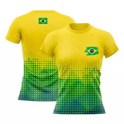 Camiseta Feminina Blusa do Brasil Especial da Copa Manga Curta Amarela - Mar Negro
