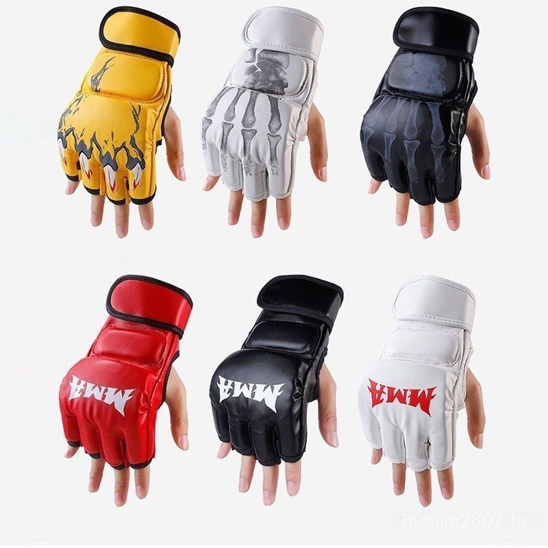 Luvas de Boxe Masculinas TOP Meio Dedo MMA Luta Livre Luvas de Treinamento Sanda Femininas Luta UFC