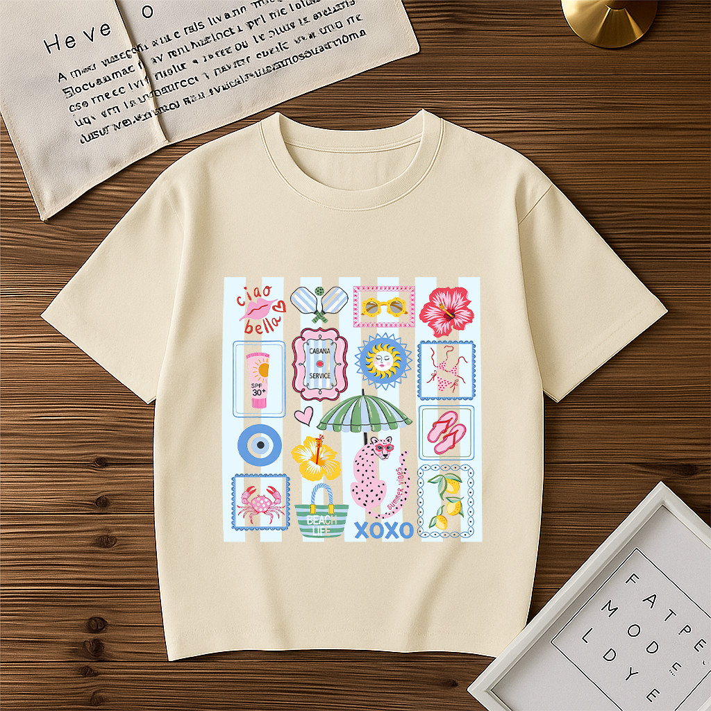 Camiseta Básica Ciao Bella Carangueijo Feminina Moda Tropical Onça T-Shirt Unissex Tendência