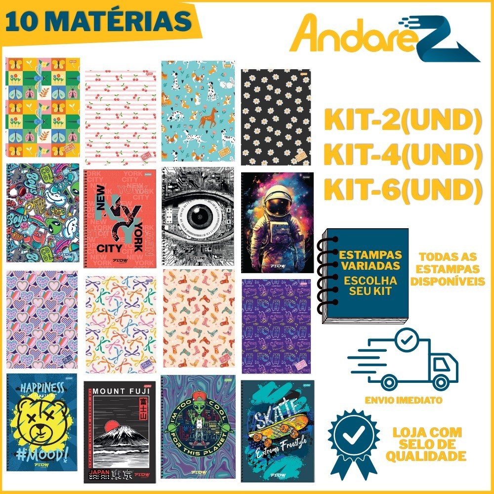 Kit Caderno 10 Materias 2 a 6 UND Capa Dura Universitário Jandaia 160 folhas A4 MASCULINO FEMININO em Oferta na Shopee