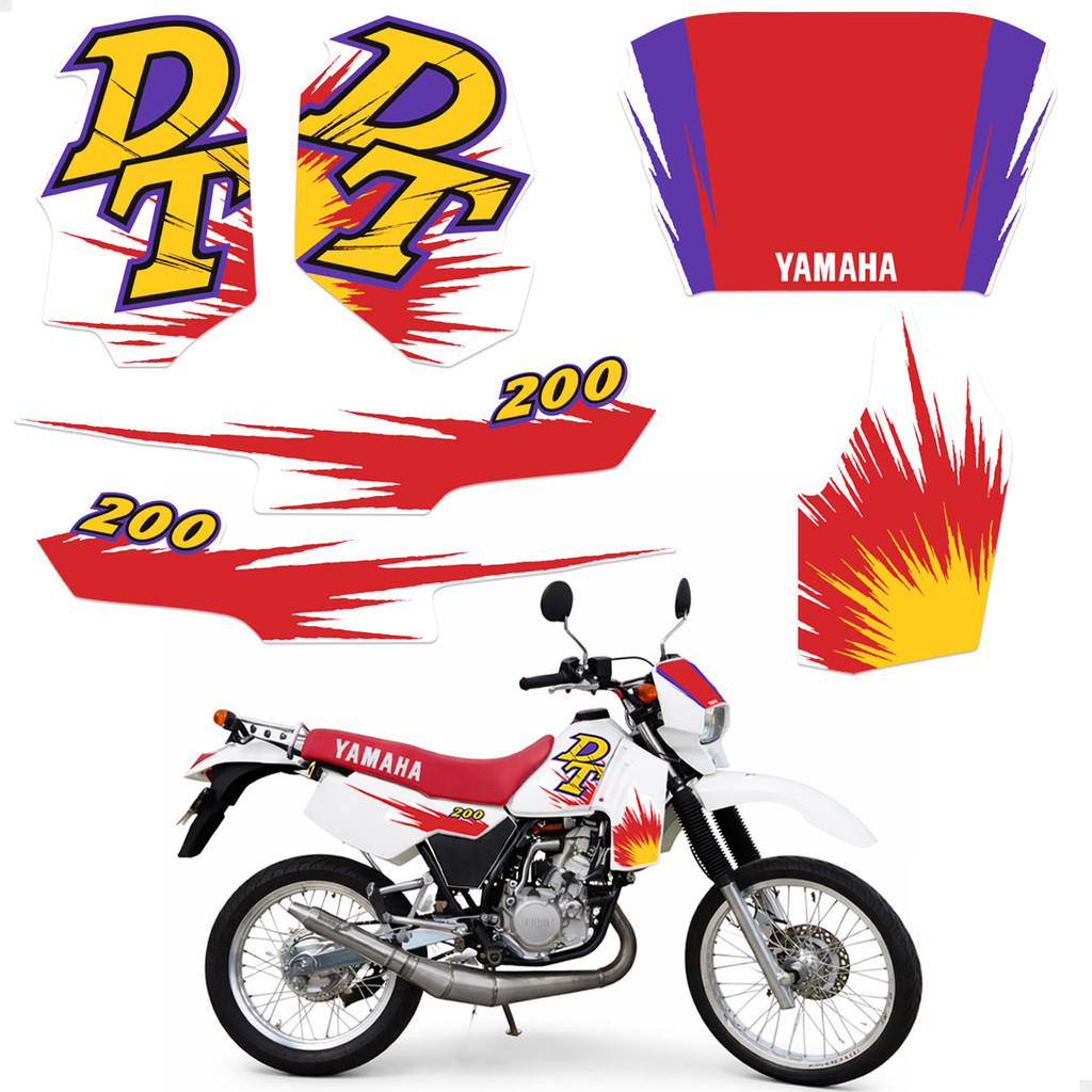Adesivos Para Yamaha DT 200 1996 Moto Vermelha Completo