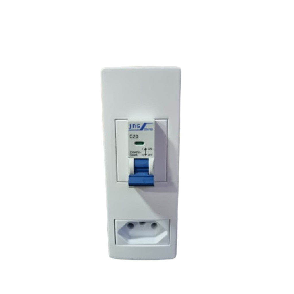 KIT 5 CAIXA SOBREPOR P/ DISJUNTOR C/TOMADA + DISJUNTOR BIPOLAR