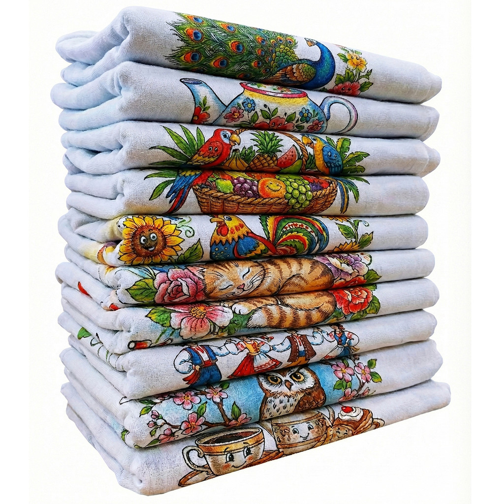 Pano De Prato Estampado Premium Grande Kit Com 1, 5 e 10 Peças em Oferta na Shopee