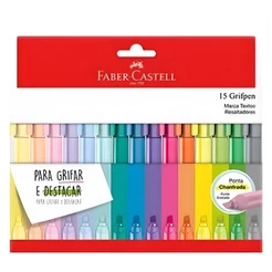 Marcador De Texto Faber Castell Grifpen Com 15 Cores MT/ES15ZF