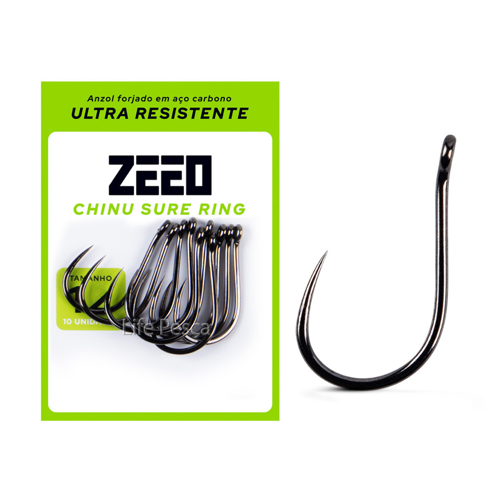 Anzol ZEEO Chinu Sure Ring Black Nº 1 - 10 Peças