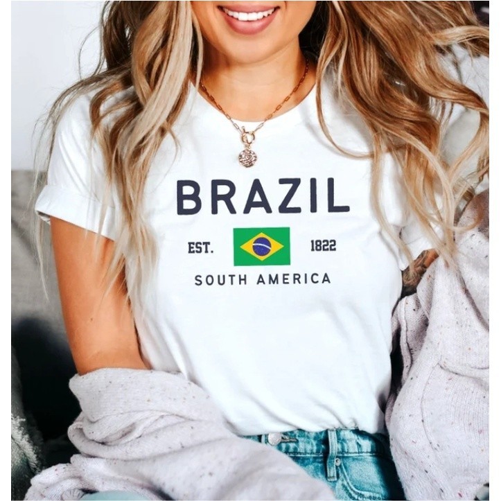 Camiseta Brasil copa do mundo basica, blusinha feminina plus size tendencia Independência Política ENVIO IMEDIATO