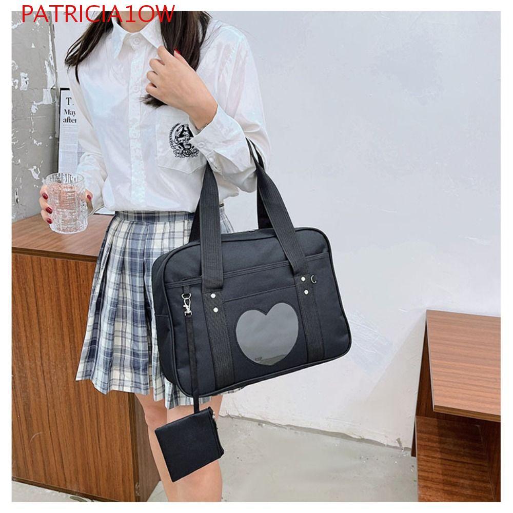 PATRICIA1OW JK Uniform Itabag , Bolsas Transparentes Com Zíper De Coração , Bolsa De Ombro Harajuku De Pano De Boi Y2k