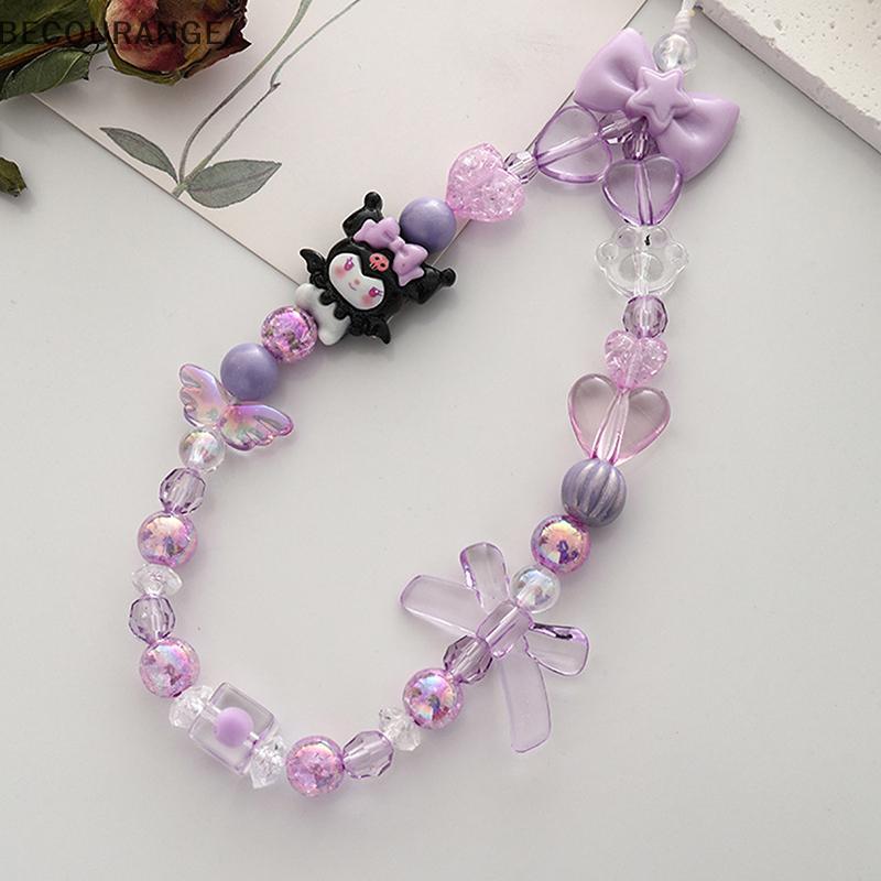 BEC Sanrio Hello Kitty Frisado Telefone Corrente Cinta Kuromi Melodia Cordão Pingente Doce Menina Anti-Perdido Pulseira 