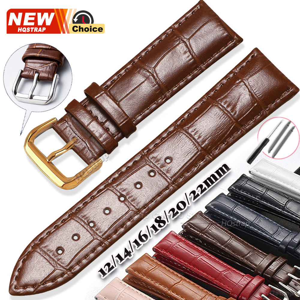 Pulseira De Relógio Universal Com Fecho Dourado , Couro Genuíno , 12mm 14mm 16mm 18mm 20mm 22mm 24mm , Masculina E Femin